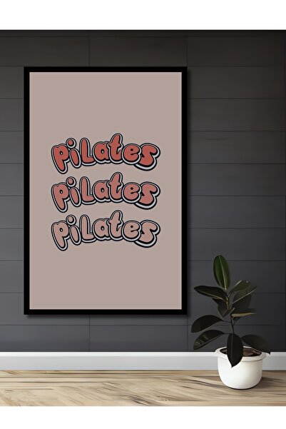 Teona Ahşap Çerçeve Görünümlü Pilates Motive Edici Dekoratif Ahşap MDF Ev Duv...