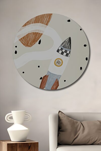 Teona Ahşap Pictură decorativă pentru perete din lemn MDF cu rachete, pictură rotundă pentru perete pentru casă/lugar de muncă