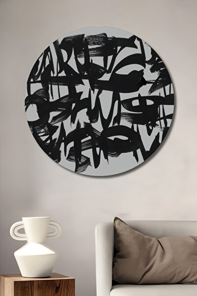 Teona Ahşap Artă abstractă, perie neagră, pictură decorativă din lemn MDF, pi...