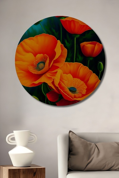 Teona Ahşap Dansul magic al pipilor portocalii Pictură decorativă din lemn MDF Pictură rotundă