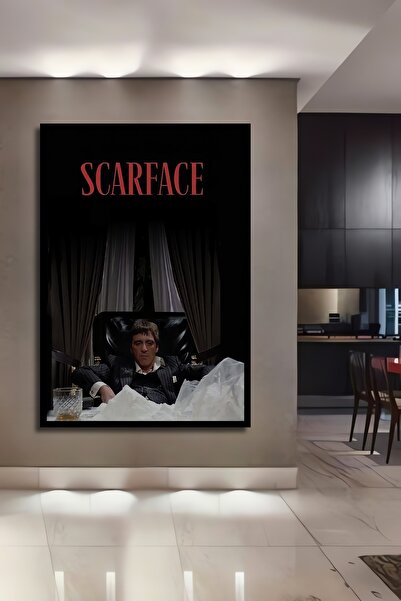 Teona Ahşap Çerçeve Görünümlü Scarface Dekoratif Ahşap MDF İşyeri Duvar Tablo...