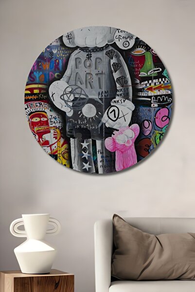 Teona Ahşap Pop Art Decorativ din lemn MDF Pictură murală pentru casă/loc de muncă Pictură murală rotundă pentru casă/loc de muncă