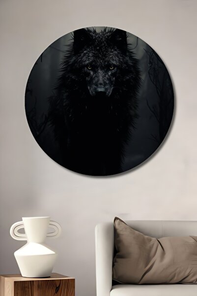 Teona Ahşap Διακοσμητική ζωγραφική τοίχου από ξύλο MDF Dark Forest Wolf για τ...
