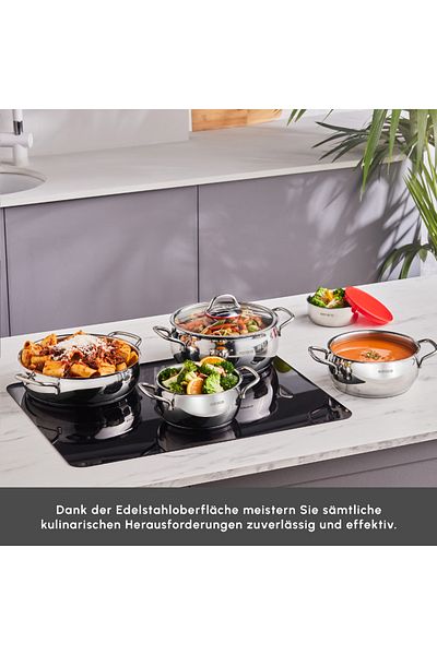 Karaca Emirgan XL 10-teiliges Kochtopfset für Induktion aus Stahl mit Aufbewahrungsdeckel