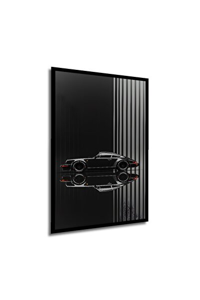 Teona Ahşap Çerçeve Görünümlü Porsche Klasik Araba Dekoratif Ahşap MDF Ev Duvar Tablo Dikdörtgen Ev Duvar Tablo