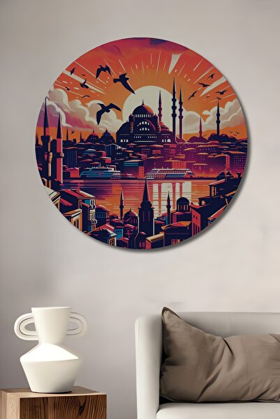 Teona Ahşap Istanbul Sunset Ξύλινο MDF Διακοσμητικό Πίνακας Τοίχου για Σπίτι/...