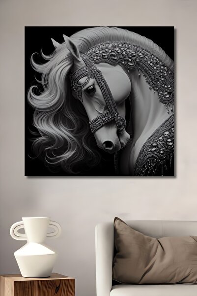 Teona Ahşap Pictură decorativă din lemn MDF, Eleganța Calului Alb, pentru per...