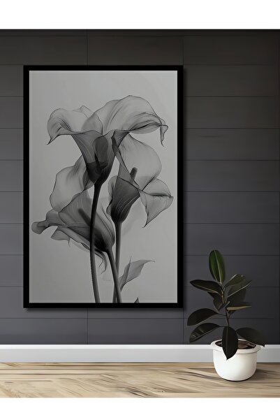 Frame Look Black White Elegant Flowers Decorative Wood MDF Table Rectangular Table