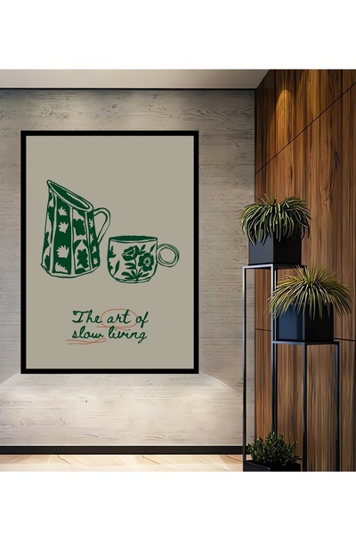 Teona Ahşap Tablou decorativ din lemn MDF cu aspect de ramă, cu motiv verde, ...