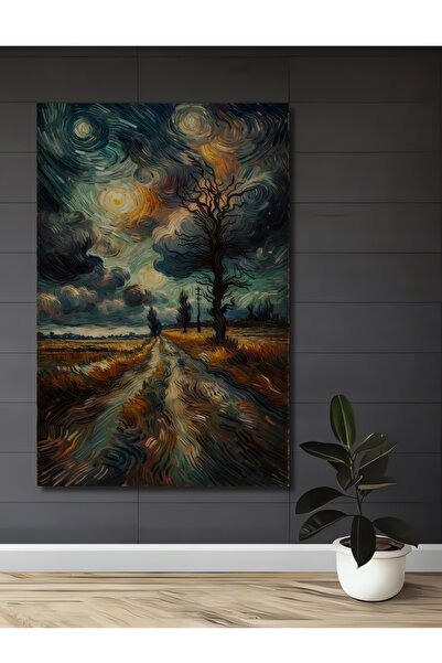 Teona Ahşap Starry Night Road Διακοσμητικό Ξύλινο MDF Ζωγραφική Τοίχου για Σπ...