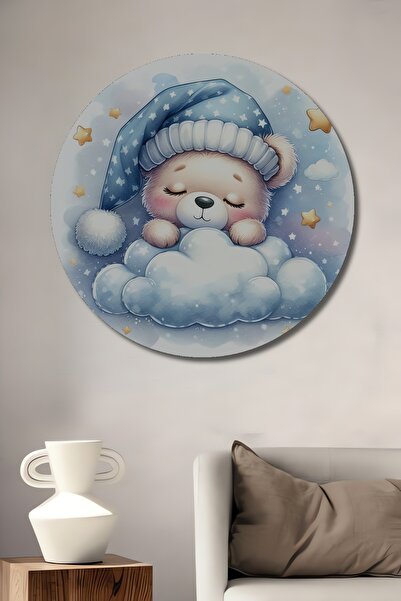 Teona Ahşap Ursuleț de pluș adormit, decorativ, din lemn MDF, pictură murală ...