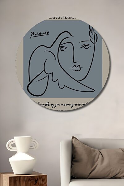 Teona Ahşap Picasso Decorativ din lemn MDF Pictură murală pentru casă/loc de muncă Pictură murală rotundă pentru casă/loc de muncă
