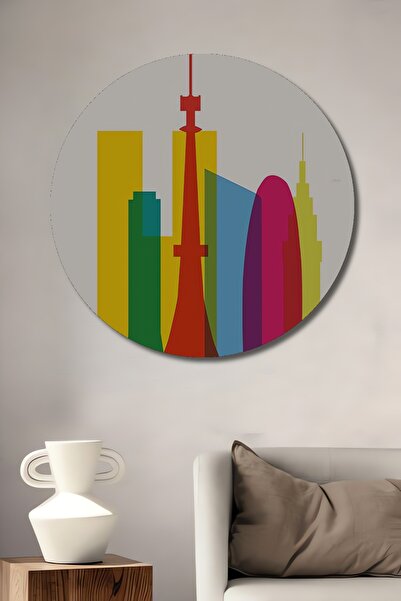 Teona Ahşap Siluetă a orașului Tokyo, din lemn MDF, pictură decorativă de per...