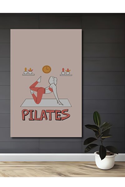 Teona Ahşap Kadın Pilates Ahşap MDF Dekoratif Ev/İşyeri Duvar Tablo Dikdörtge...