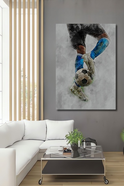 Teona Ahşap Futbolcu Sanatı Dekoratif Ahşap MDF Ev/İşyeri Duvar Tablo Dikdört...