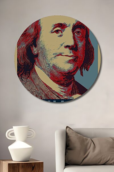 Teona Ahşap Pictură decorativă de perete din lemn MDF Benjamin Franklin pentr...