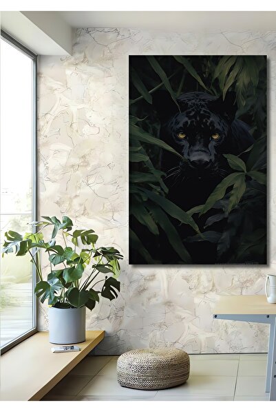 Teona Ahşap Pictură decorativă de perete din lemn MDF cu Pantera Neagră Sălba...