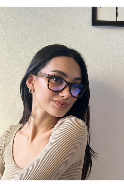 funeyes نظارات Modica Leopard Wayfarer للجنسين للحماية من الضوء الأزرق