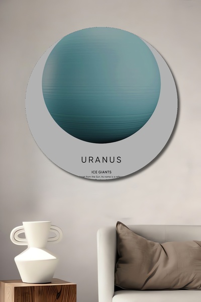 Teona Ahşap Pictură decorativă pe perete din lemn MDF Uranus pentru casă/loc de muncă Pictură rotundă pe perete pentru casă/loc de muncă