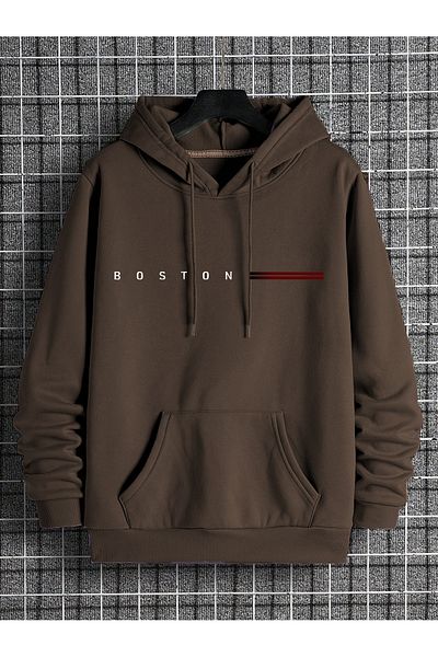 CAST COLLECTİON Мъжки суичър с качулка с щампа Boston