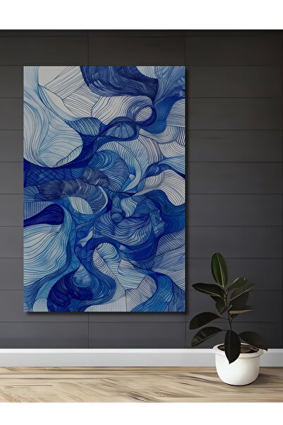 Teona Ahşap Κυματιστό Μπλε Αφηρημένο Ξύλινο Διακοσμητικό Πίνακας Τοίχου από M...