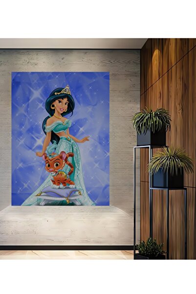 Teona Ahşap Pictură decorativă din lemn MDF prințesa Jasmine și tigruul drăguț Pictură dreptunghiulară
