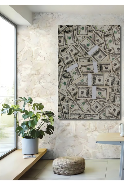 Teona Ahşap Para Yağmuru Dekoratif Ahşap MDF Ev/İşyeri Duvar Tablo Dikdörtgen...