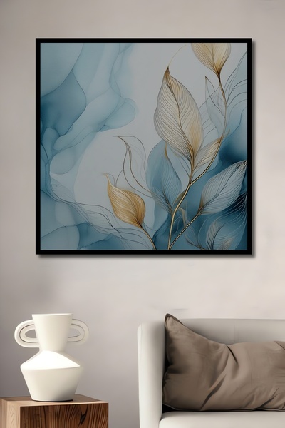 Teona Ahşap Tablou decorativ din lemn MDF cu frunze abstracte cu aspect de ra...