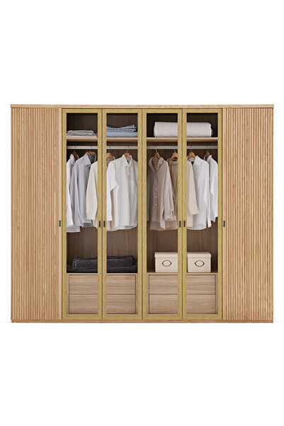 Enza Home Austin 6 Kapaklı Gardırop -  Meşe