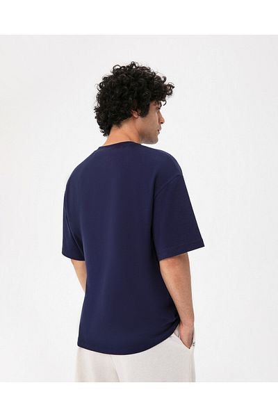 Ayma Active Men's Oversize T-shirt - Navy Blue, Organic Cotton, Short Sleeve