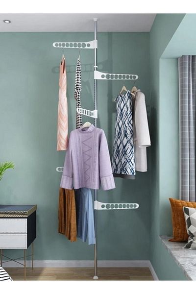 Taimi Clothes Dryer Rack - 5 Racks, Vertical Adjustable Design, Lightweight, Space-Saving Silver