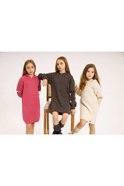 DEHRE Kız Çocuk Triko Takım-Triko Takım-Çocuk Triko elbise-Triko Elbise Kollu...