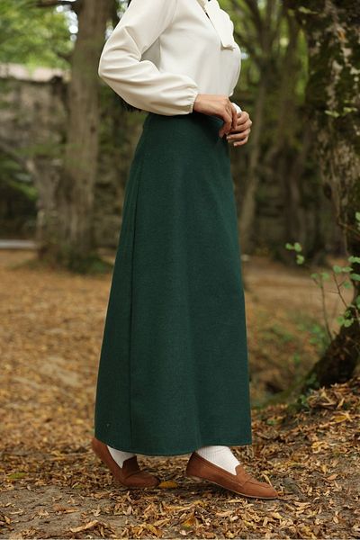 KÜÇÜĞÜM BUTİK EMERAL GREEN LONG BUCKET SKIRT