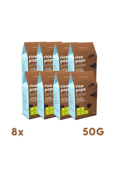 slimplus 8 Pack - Gluten-free Vegan Rice Pops, Rice Pops with Buckwheat - Dark Cocoa 50g
