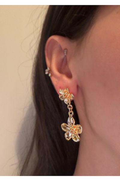 MioArt Women's Metal Dangle Flower Earrings
