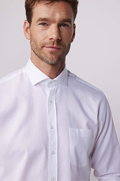 Tudors Чоловіча сорочка Regular Fit класичного крою, 100% бавовна, з армурою, преміум-біла