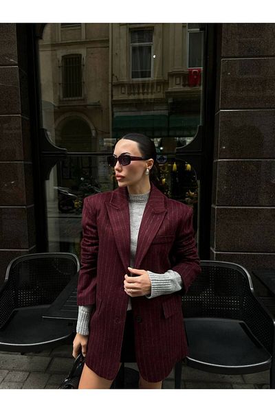 Bak'ap Jachetă Blazer cu dungi premium cu căptușeală cu ștampilă