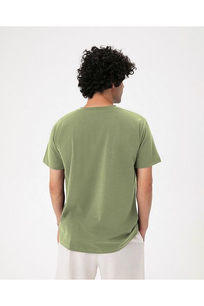 Ayma Active Men's Green Organic Cotton Crew Neck Short Sleeve T-Shirt