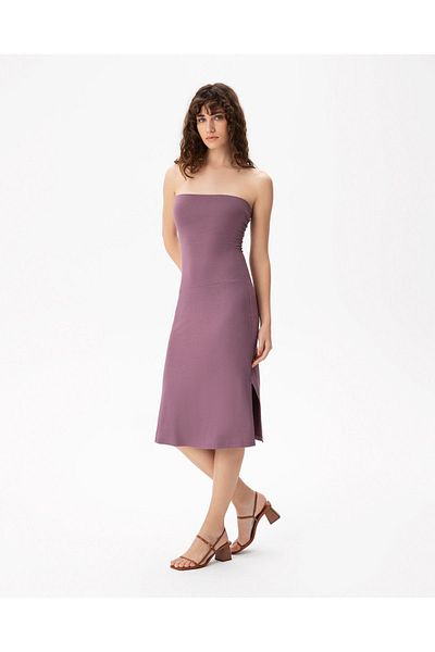 Ayma Active Λιλά Εκοβέρο ™   Viscose - Στράπλες Πτυσσόμενο Φόρεμα και Φούστα