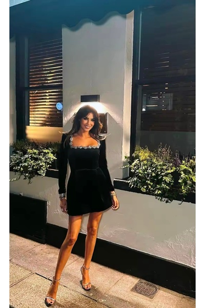 DESİGNEDBYD Kadın Kadife Taş Detaylı Mini Elbise Abiye Kına Gecesi Parti Mezuniyet After Parti Gece