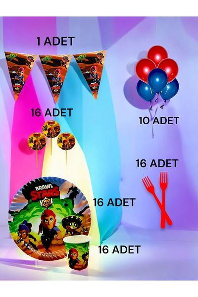 VibeHome Brawlstars Themed m Pack for 16 - Birthday Party and Fun Events
