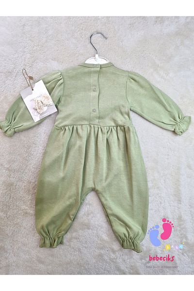 MİNİZEYN TEKSTİL Lace Detailed Buckle Baby Girl's Jumpsuit