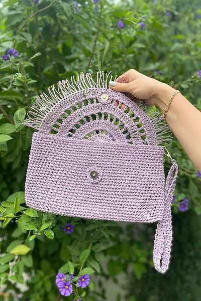 Mila Lilac Tasseled Paper Rope Bag
