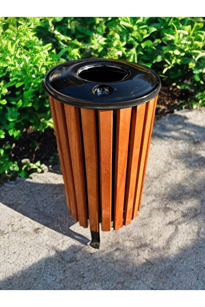 AKSU Ahşap Silindir Kapaklı Bahçe Kovası
