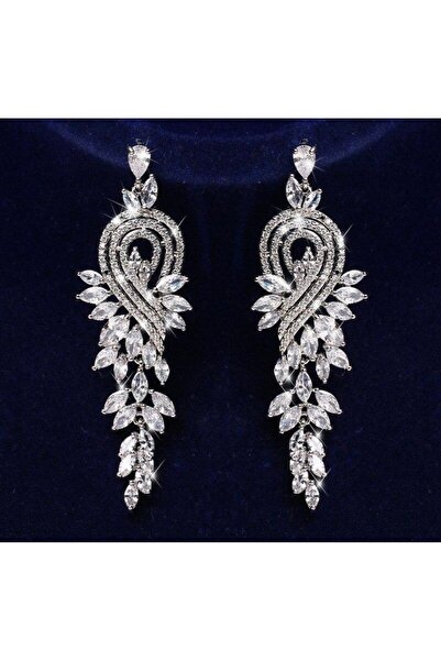 DESİGNEDBYD Zirkonyum Taşlı Uzun Modern Design Küpe