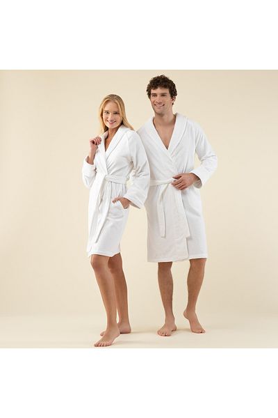 Chakra Solid Unisex Bathrobe White