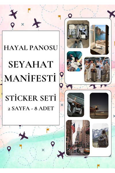 ANSHA CRAFTS Hayal Panosu "SEYAHAT MANİFESTİ" -Vision Board Sticker Seti (2 S...
