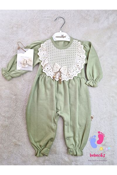 MİNİZEYN TEKSTİL Lace Detailed Buckle Baby Girl's Jumpsuit