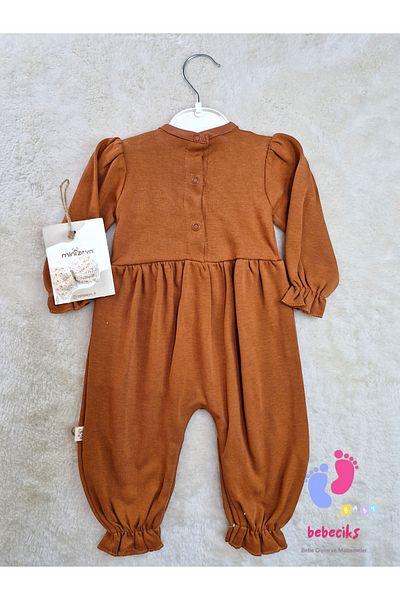 MİNİZEYN TEKSTİL Lace Detailed Buckle Baby Girl's Jumpsuit