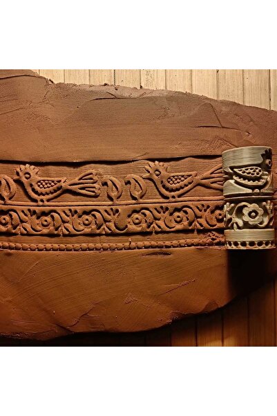 Enbceramic GÜRCÜ SÜSÜ 6 CM ANTİK MERDANE DOKU-DESEN RULOSU SERAMİK&POLİMERKİL...